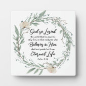 ヨハネ3:16神は世界の聖書の聖句を愛された フォトプラーク (正面)