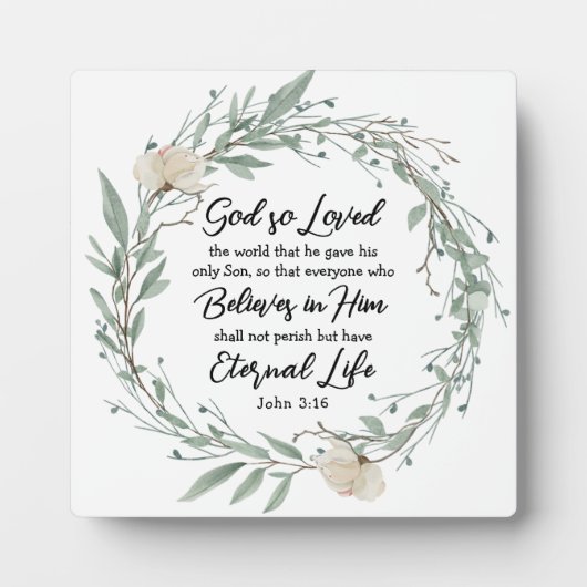 ヨハネ3:16神は世界の聖書の聖句を愛された フォトプラーク (正面)