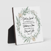 ヨハネ3:16神は世界の聖書の聖句を愛された フォトプラーク (正面)