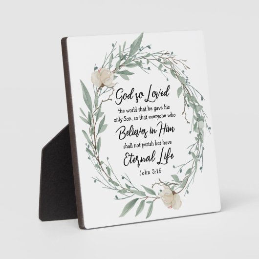 ヨハネ3:16神は世界の聖書の聖句を愛された フォトプラーク (正面)