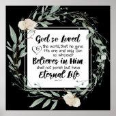 ヨハネ3:16神は世界の聖書の聖句を愛された ポスター (正面)