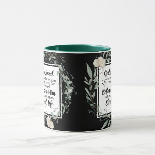 ヨハネ3:16神は世界の聖書の聖句を愛された マグカップ (中央)
