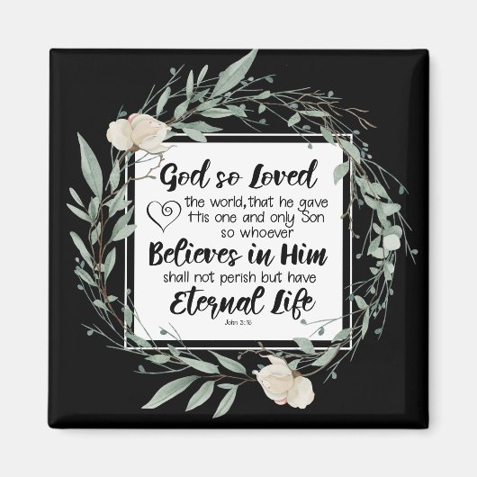 ヨハネ3:16神は世界の聖書の聖句を愛された マグネット (正面)