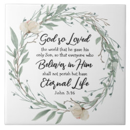ヨハネ3:16神は世界の聖書の聖句を愛した タイル