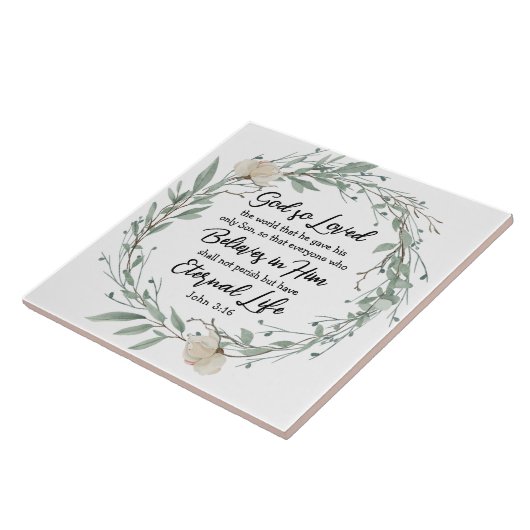 ヨハネ3:16神は世界の聖書の聖句を愛した タイル (側面)