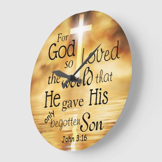 ヨハネ3 16神は世界の聖書の聖句を愛した ラージ壁時計 (傾斜)