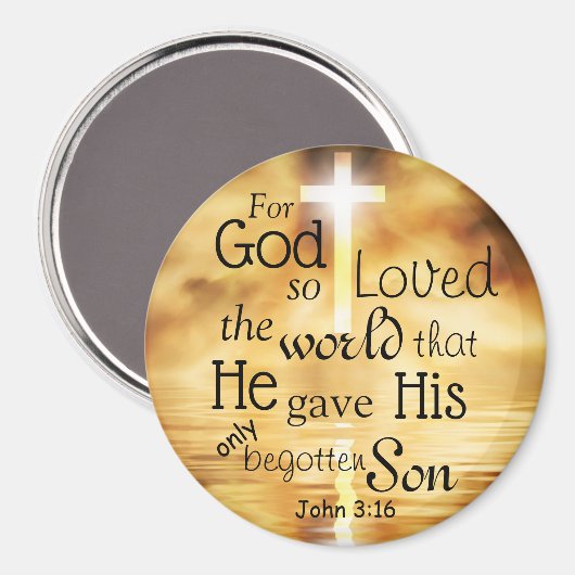 ヨハネ3:16神は世界の聖書の聖句を愛しカスタムた マグネット (正面/裏面)
