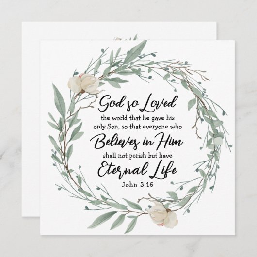 ヨハネ3:16神は世界の聖書の聖句カードを愛した (正面/裏面)