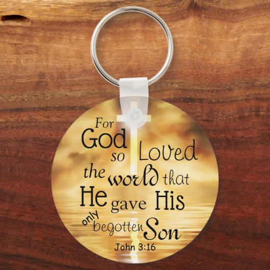 ヨハネ3:16神は世界の聖書の聖句鍵を愛した キーホルダー (正面)