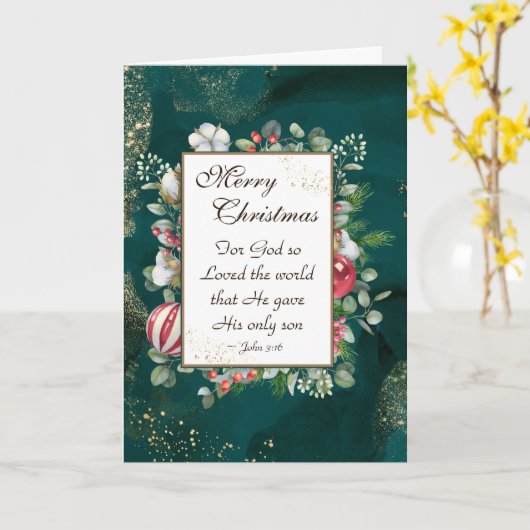 ヨハネ3:16神は世界を愛し、クリスマス カード (黄色い花)
