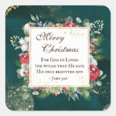 ヨハネ3:16神は世界を愛し、クリスマス スクエアシール (正面)