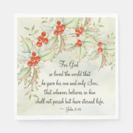 ヨハネ3:16神は世界を愛し、クリスマス スタンダードランチョンナプキン