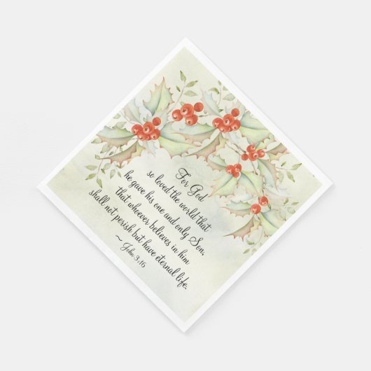 ヨハネ3:16神は世界を愛し、クリスマス スタンダードランチョンナプキン (角)