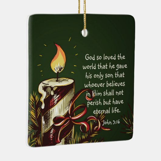 ヨハネ3:16神は世界を愛し、クリスマス セラミックオーナメント (右)