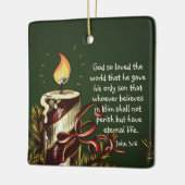 ヨハネ3:16神は世界を愛し、クリスマス セラミックオーナメント (左)