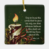 ヨハネ3:16神は世界を愛し、クリスマス セラミックオーナメント (正面)