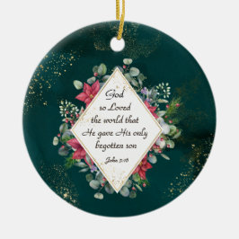 ヨハネ3:16神は世界を愛し，クリスマス セラミックオーナメント