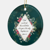 ヨハネ3:16神は世界を愛し，クリスマス セラミックオーナメント (左)