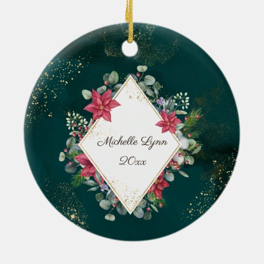 ヨハネ3:16神は世界を愛し，クリスマス セラミックオーナメント (裏面)