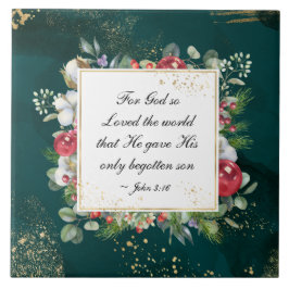ヨハネ3:16神は世界を愛し、クリスマス タイル