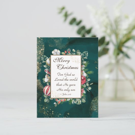 ヨハネ3:16神は世界を愛し、クリスマス ポストカード (スタンド正面)