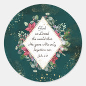 ヨハネ3:16神は世界を愛し、クリスマス ラウンドシール (正面)