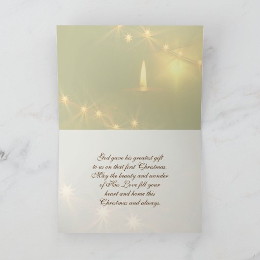 ヨハネ3:16神は世界を愛し、聖降誕祭ろうそく シーズンカード (内部)