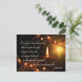 ヨハネ3:16神は世界を愛し、聖降誕祭ろうそく ポストカード (スタンド正面)