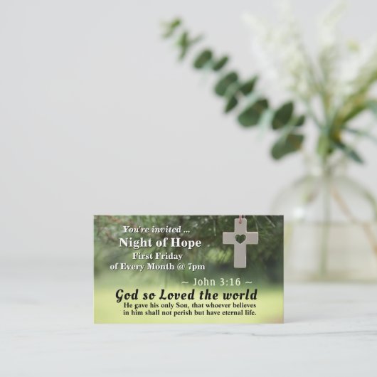 ヨハネ3:16神は世界教会のイベントを愛した 名刺 (スタンド正面)