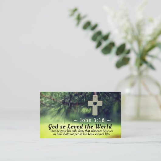 ヨハネ3:16神は自分の子である世を愛与えした。 名刺 (スタンド正面)