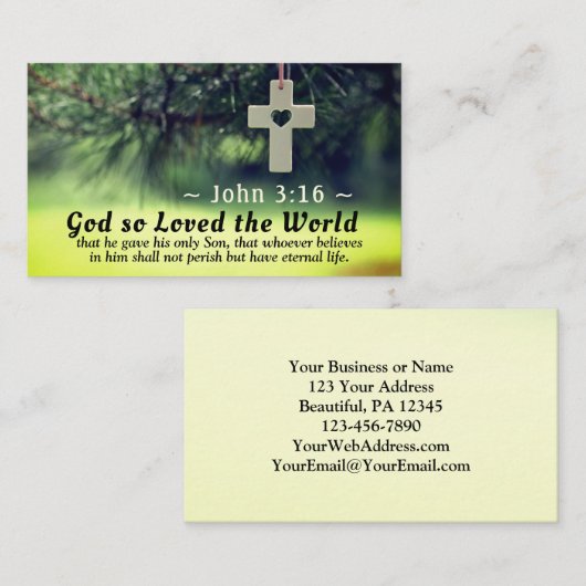 ヨハネ3:16神は自分の子である世を愛与えした。 名刺 (正面/裏面)