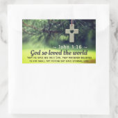 ヨハネ3:16神は自分の子である世を愛与えした。 長方形シール (バッグ)