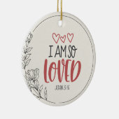 ヨハネ3:16私は可愛い手描きの花が大好き セラミックオーナメント (右)