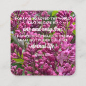 ヨハネ3:16聖なる書物、 経典カード花写真カスタム文字 スクエア名刺 (正面)