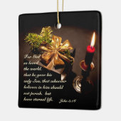 ヨハネ3:16聖なる書物、 経典神は世界を愛された セラミックオーナメント (左)