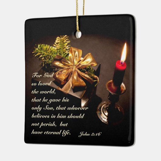 ヨハネ3:16聖なる書物、 経典神は世界を愛された セラミックオーナメント (左)