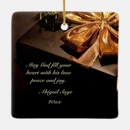 ヨハネ3:16聖なる書物、 経典神は世界を愛された セラミックオーナメント (裏面)