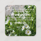 ヨハネ3:16聖書の節 | フラワーフォトカスタム文字 スクエア名刺 (正面)