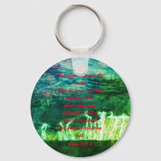 ヨハネ3:16聖書の聖なる書物、 経典救いの真理Keychain キーホルダー