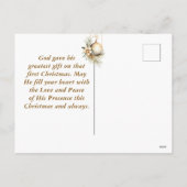 ヨハネ3:16聖書の聖句キリスト教の金ゴールドクリスマス シーズンポストカード (裏面)