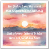 ヨハネ3:16聖書の聖句サンセット防水 シール (正面)