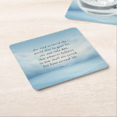 ヨハネ3:16聖書の詩のイメージ スクエアペーパーコースター (アングル)