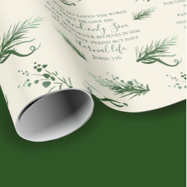 ヨハネ3:16聖書カスタム聖人モダン聖降誕祭 ラッピングペーパー