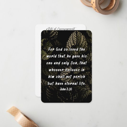 ヨハネ3:16聖書コレイス神の愛の聖句葉 ノートカード (正面/裏面インサイチュ)