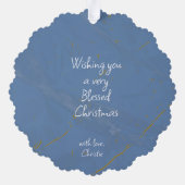 ヨハネ3 16聖書聖句ブルーピンクフローラクリスチャン オーナメントカード (裏面)