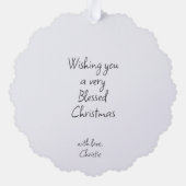 ヨハネ3 16聖書聖句ホワイトピンクフローラクリスチャン オーナメントカード (裏面)