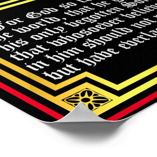 ヨハネ3:16青いライトレター聖書的引用文 ポスター (角)