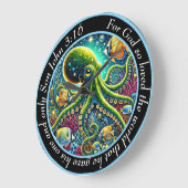 ヨハネ3:16魔法の海タコ ラージ壁時計 (傾斜)