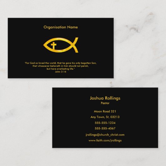 ヨハネ3:16 |クリスチャン・フィッシュ・クロス 名刺 (正面/裏面)