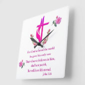 ヨハネ3:16 スクエア壁時計 (傾斜)